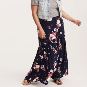 Torrid Floral/Navy Blue Maxi Skirt